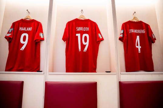 The kits of Erling Braut Haaland, Alexander Sørloth and