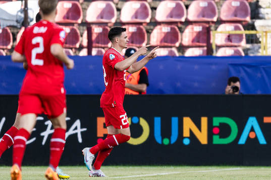 Dan Ndoye of Switzerland celebrates