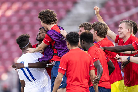 Emil Konradsen Ceide of Norway celebrates with team
