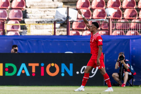 Dan Ndoye of Switzerland celebrates