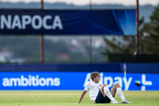Henrik Heggheim of Norway looks dejected