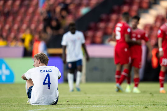 Jesper Norman Daland of Norway looks dejected