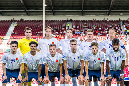The starting eleven of Norway, from the top left;