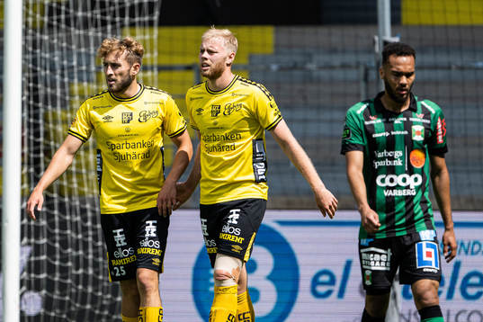 Elfsborgs Jack Cooper-Love och Sveinn Guðjohnsen jublar