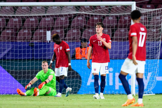 Leo Fuhr Hjelde of Norway looks dejected