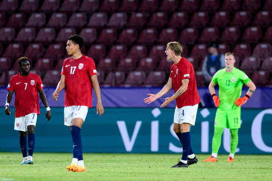 Jesper Norman Daland of Norway reacts