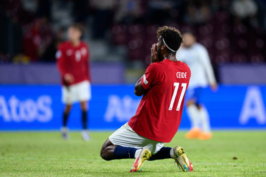 Emil Konradsen Ceide of Norway reacts