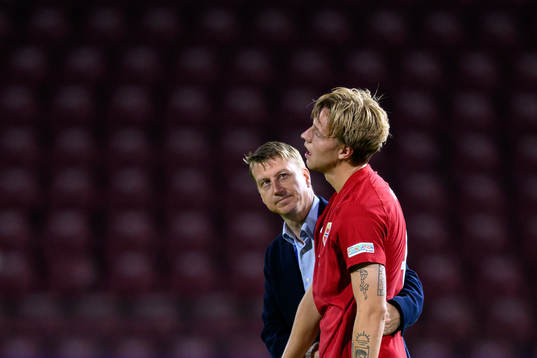Jesper Norman Daland and Leif Gunnar Smerud, head coach of