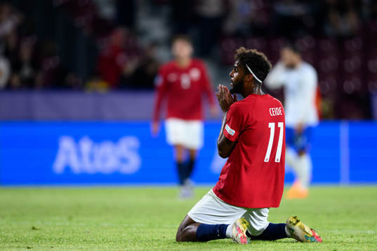 Emil Konradsen Ceide of Norway reacts