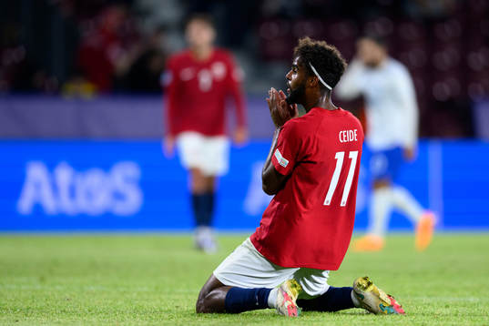 Emil Konradsen Ceide of Norway reacts