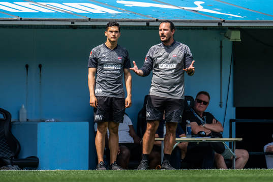 FC Rosengårds tränare Marcus Kaloudis  och assisterande