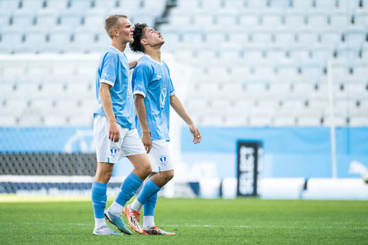 Malmö FFs Wille Persson och Adrian Skogmar deppar