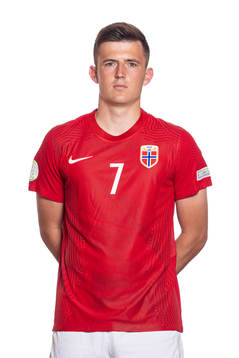 Syver Aas of the Norwegian U19 national football team poses
