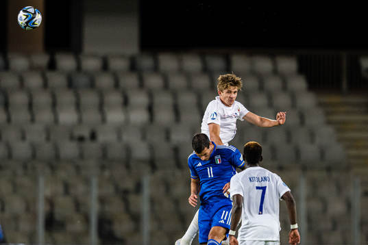 Pietro Pellegri of Italy and Henrik Heggheim of Norway