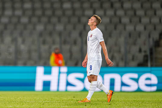 Johan Hove of Norway looks dejected