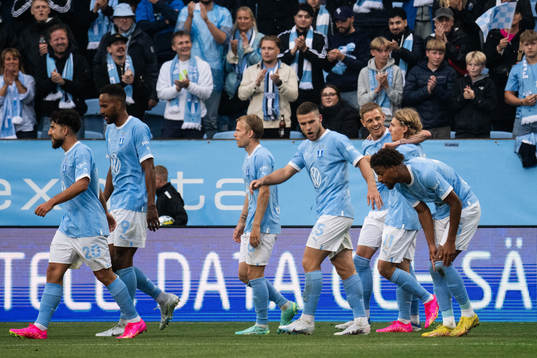 Malmö FFs Sebastian Nanasi jublar med Søren Rieks