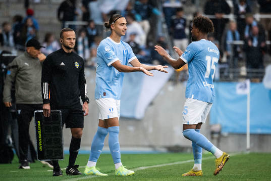 Malmö FFs Elison Makolli and Joseph Ceesay