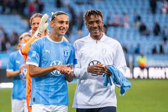 Malmö FFs Elison Makolli och Samuel Kotto
