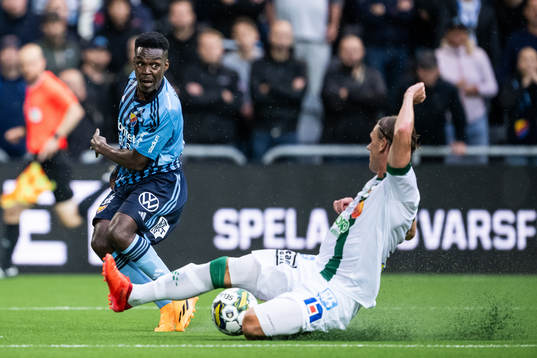 Djurgårdens Joel Asoro och Varbergs Hampus Zackrisson