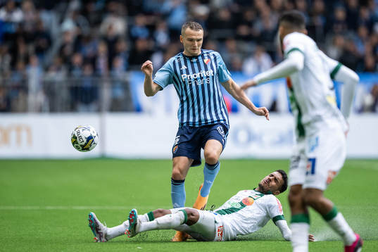 Djurgårdens Piotr Johansson och Varbergs Dion Krasniqi