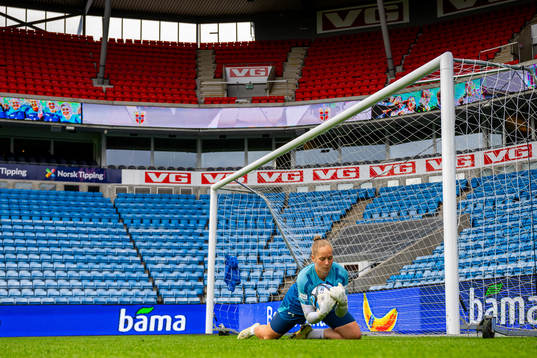 Goalkeeper Aurora Mikalsen of the Norwegian women's