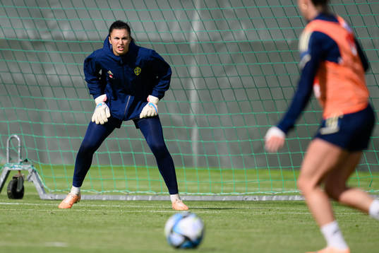 Goalkeeper Zećira Musovic at a training session with the