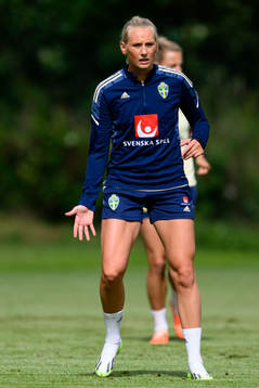 Stina Blackstenius at a training session with the Swedish