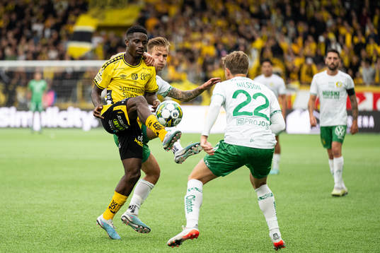 Elfsborgs Michael Baidoo och Hammarbys Fredrik Hammar