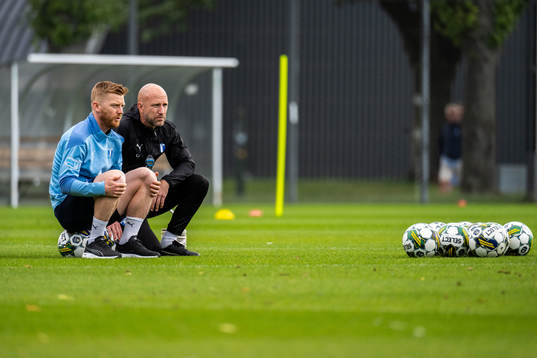 Malmö FFs Anders Christiansen och tränare Henrik Rydström