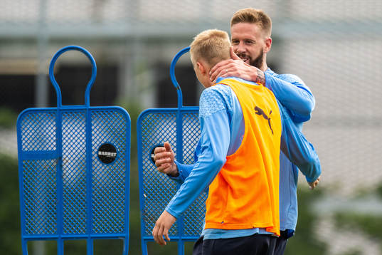 Malmö FFs Daniel Gudjohnsen och Pontus Jansson