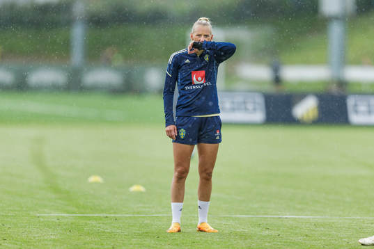 Stina Blackstenius at a training session with the Swedish