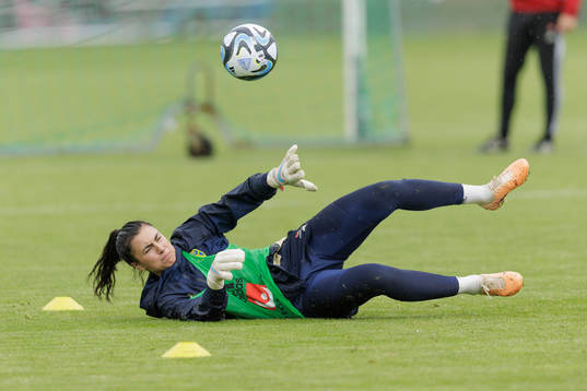 ogoalkeeper Zecira Musovic at a training session with the