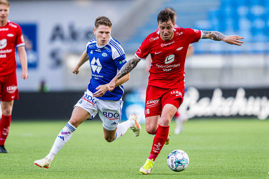 Markus Kaasa of Molde and Frederik Børsting of Brann