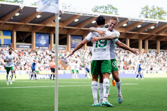 Hammarbys Jusef Erabi och Fredrik Hammar jublar