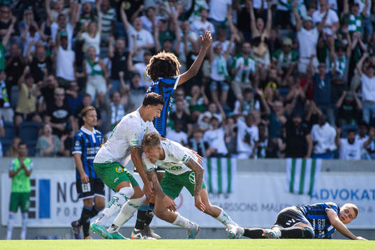 Hammarbys Jusef Erabi och Fredrik Hammar jublar