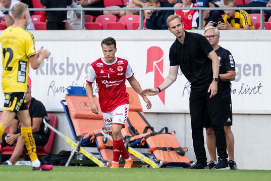 Kalmars Simon Skrabb och tränare Henrik Jensen