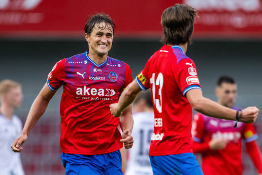 Helsingborgs Thomas Rogne och Wilhelm Loeper jublar