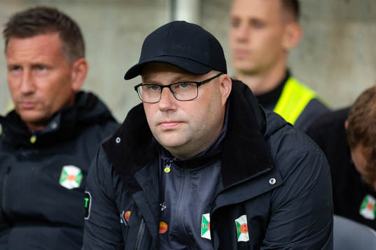 Varbergs tränare Martin Skogman innan fotbollsmatchen i