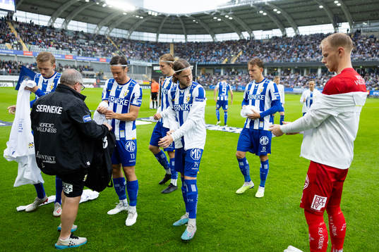 IFK Göteborgs spelare innan fotbollsmatchen i Allsvenskan