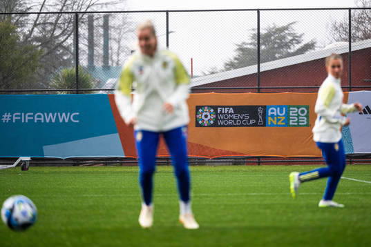 The logo for the FIFA Women's World Cup is seen between