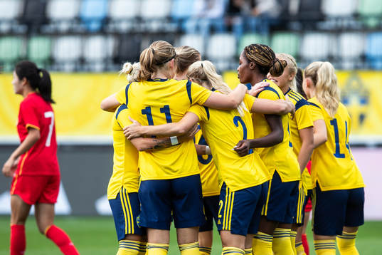Paulina Nyström of Sweden celebrates with team