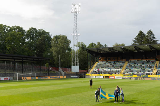 The Swedish flag is prepared