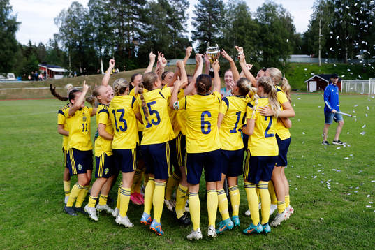 Sveriges spelare jublar