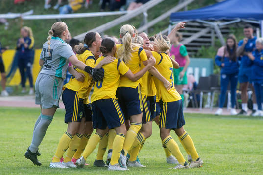 Sveriges spelare jublar