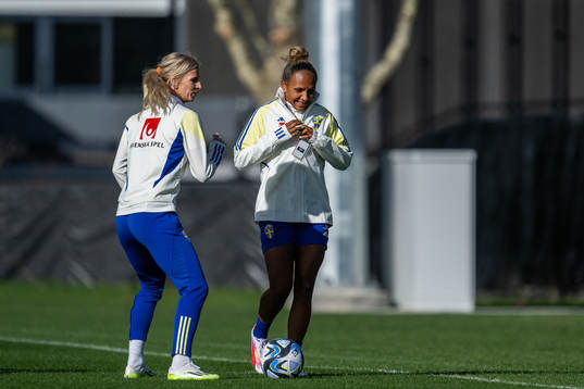 Sofia Jakobsson and Madelen Janogy of the Swedish women's