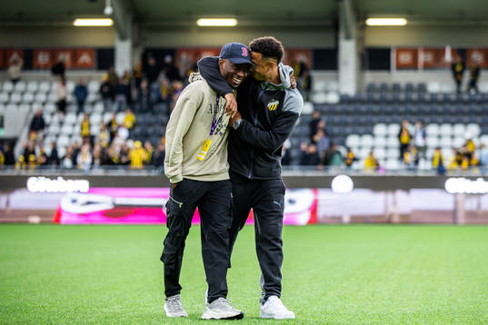 Benie Adama Traore and Tobias Sana of Häcken celebrate