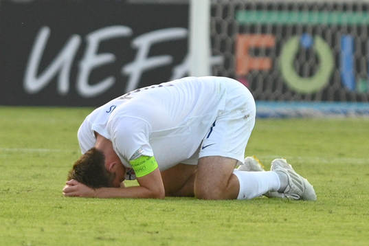 Syver Aas of Norway looks dejected