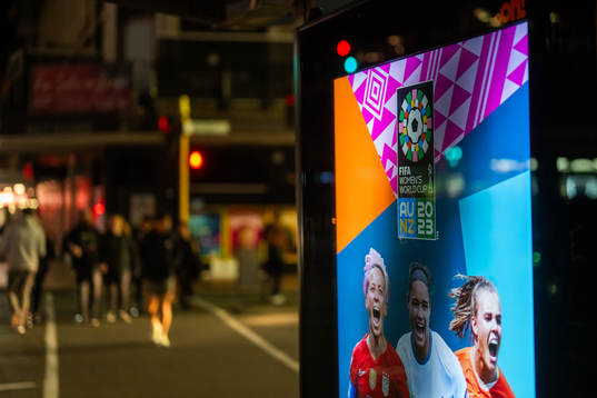 An add about the FIFA Women's World Cup is seen next to a