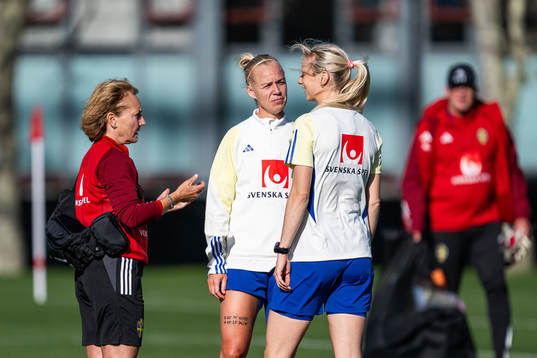 Physio Annica Näsmark, Caroline Seger and Amanda Ilestedt