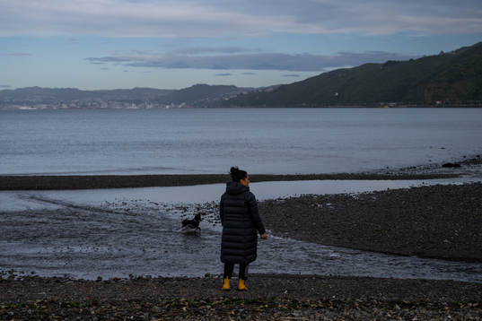 A woman with her dog